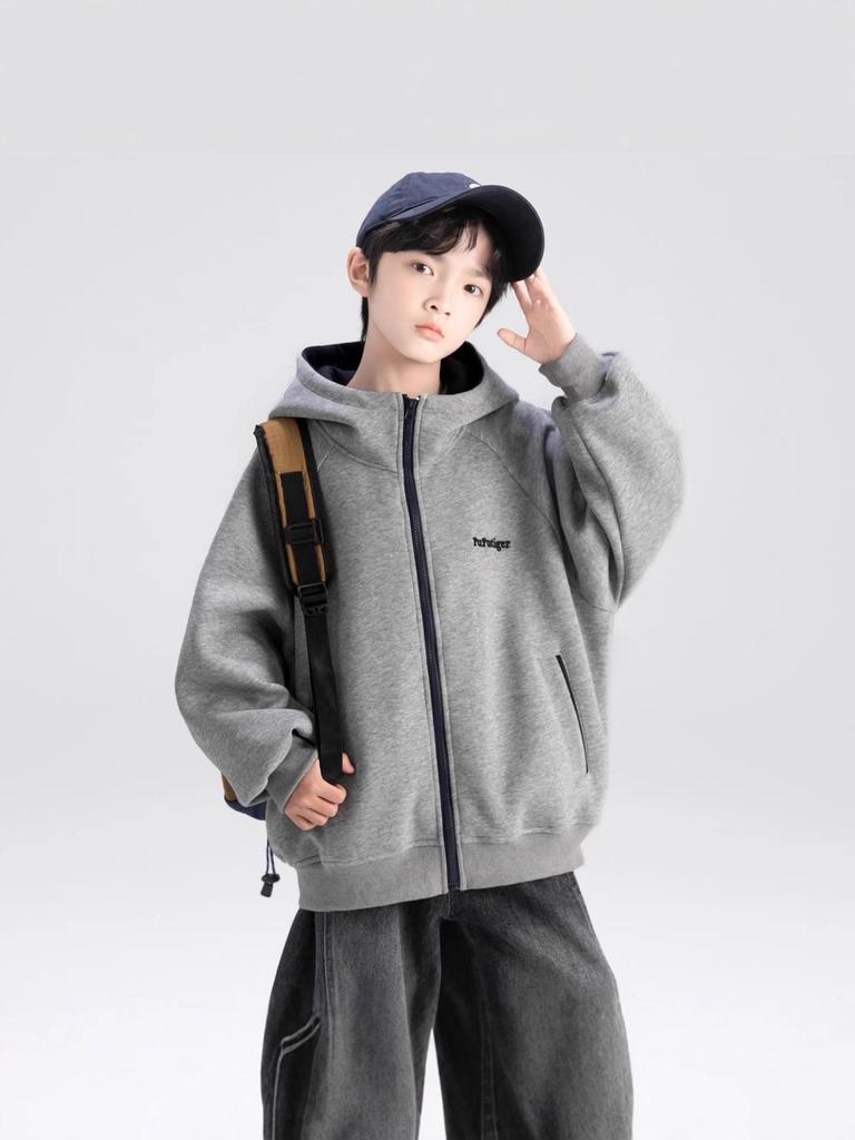 Boys' Hooded Sweatshirt Jacket - Trendy Autumn Wear for Kids
