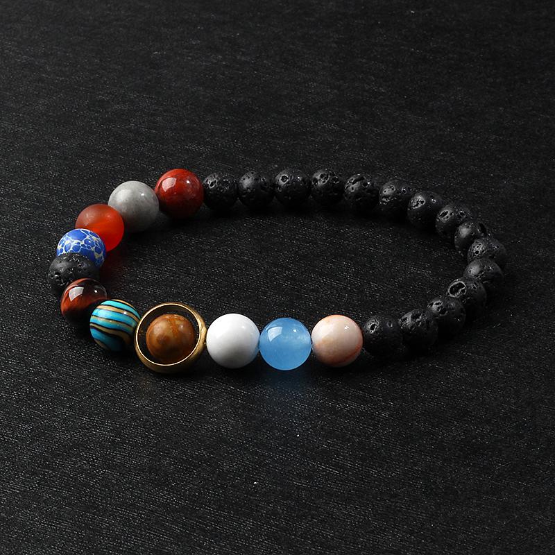 Universe Galaxy Eight Planets Bracelets Solar System Guardian Star Natural Stone Beads Bangles for Women Jewelry Drop Shipping