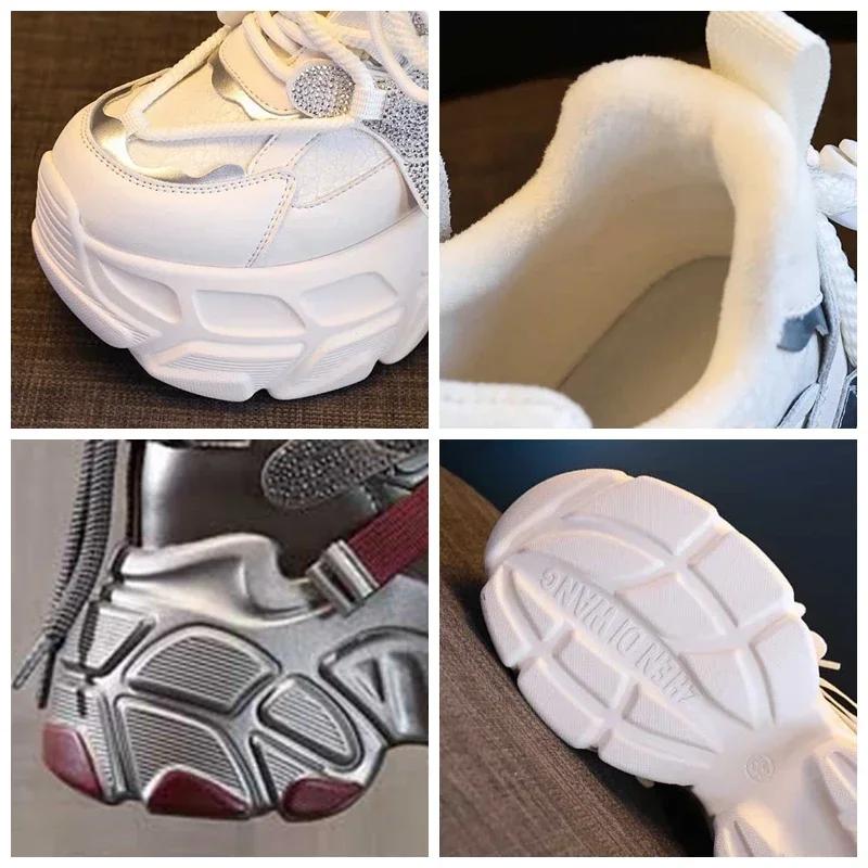 Fashion 10cm Microfiber Genuine Leather Vulcanize Chunky Sneaker Platform Wedge Fashion Spring Shoes Ankle Boots Women Autumn