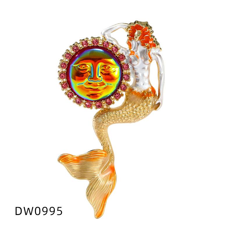 

New retro mermaid women s brooch temperament high-end painted head shape pin brooch pin accessories