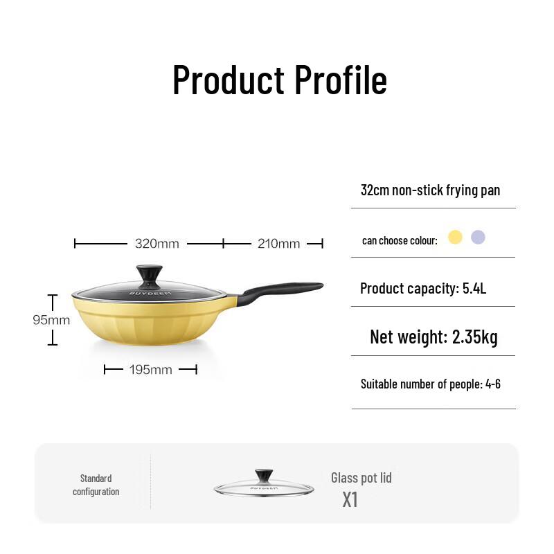 Buydeem 32cm Non-stick Stir-fry Pan