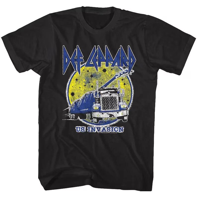 Def Leppard Men s T shirt US Invasion Full Moon Metal Graphic Tees L