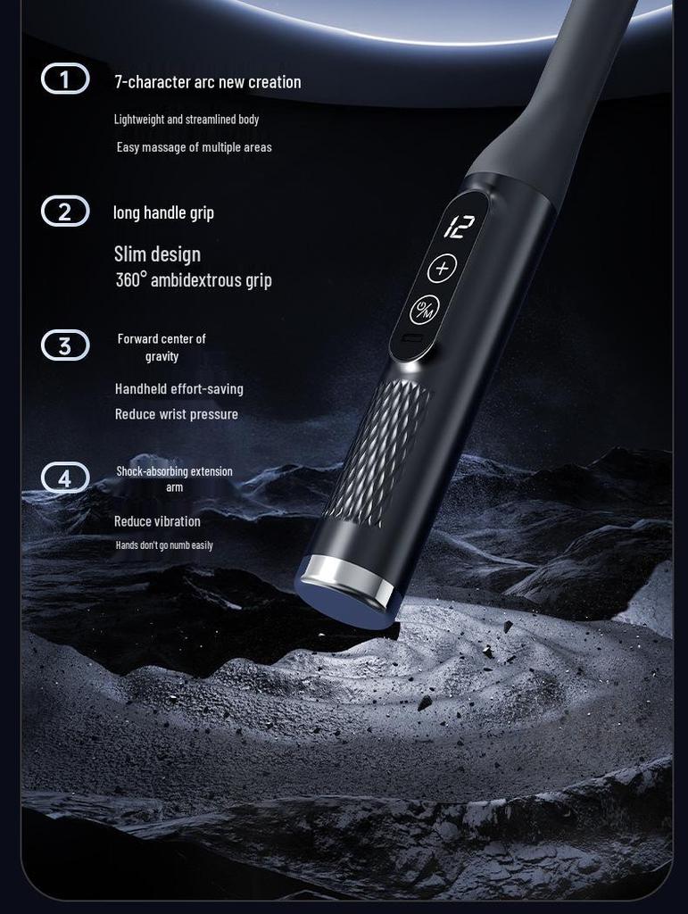 Dual-Head Long Handle Electric Fascia Gun: Professional Handheld Massager for Full Body Muscle Relaxation
