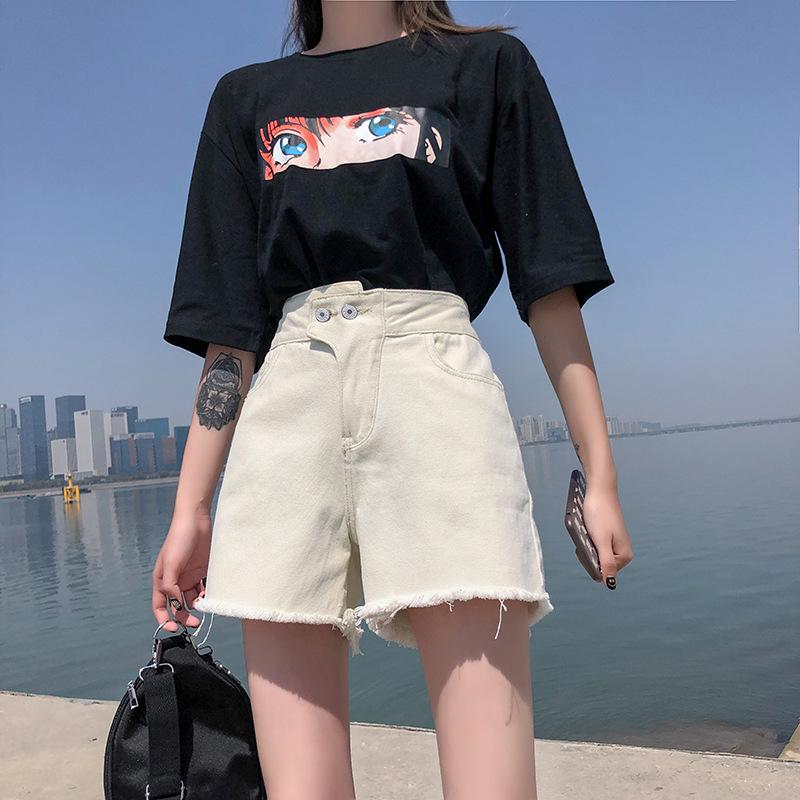 Summer Denim Shorts High Waist Denim Wide Leg Pants Women
