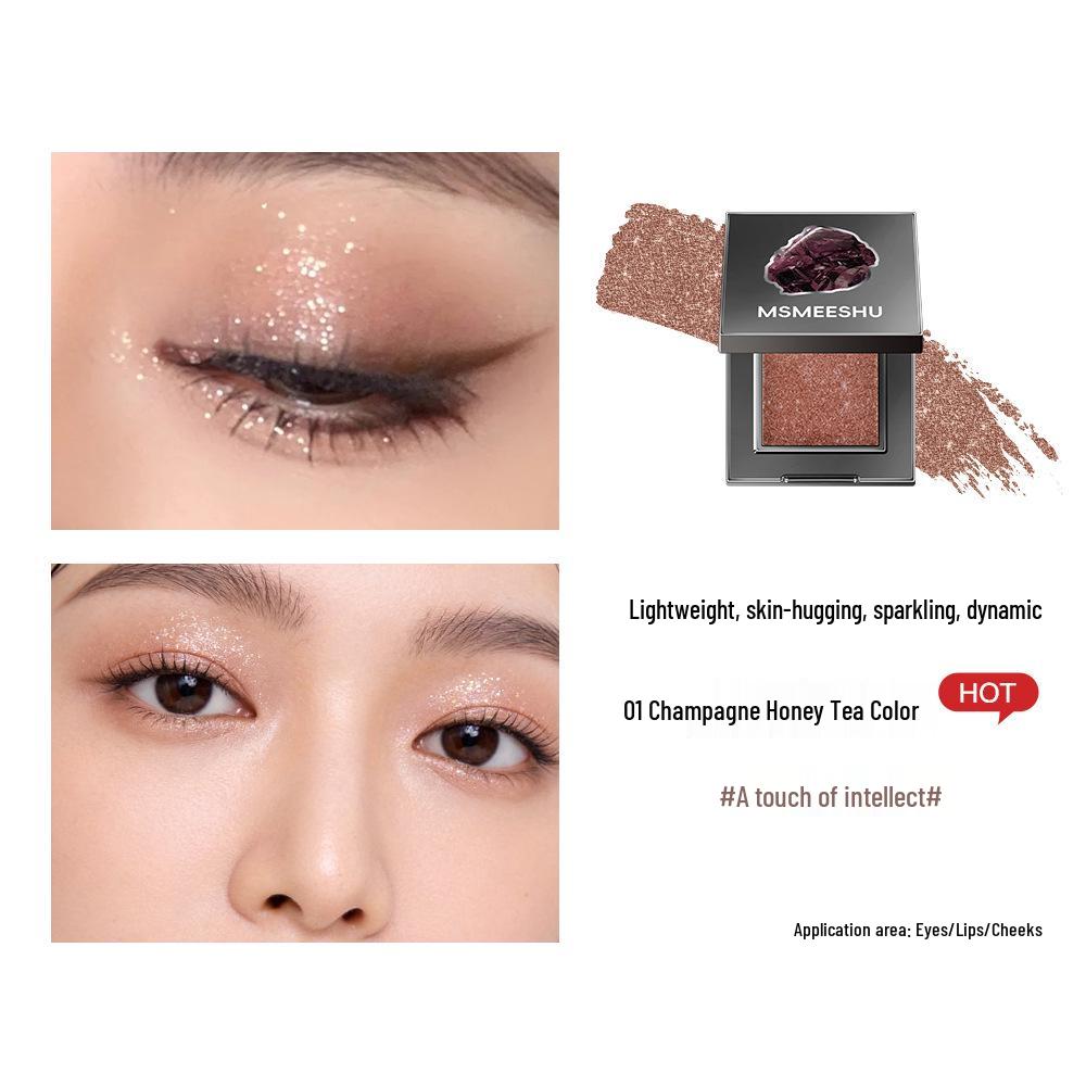 Honey Bundle Rose Quartz Sparkling Diamond Eyeshadow: Multi-use Fine & Bold Glitter Highlighter In Earth Tones for a Radiant Look.