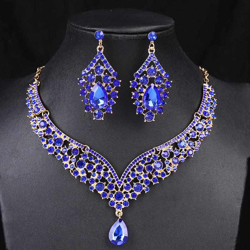 European Fashion Rhinestone Bridal Necklace  Earring Set - Women s Elegant Banquet Accessories