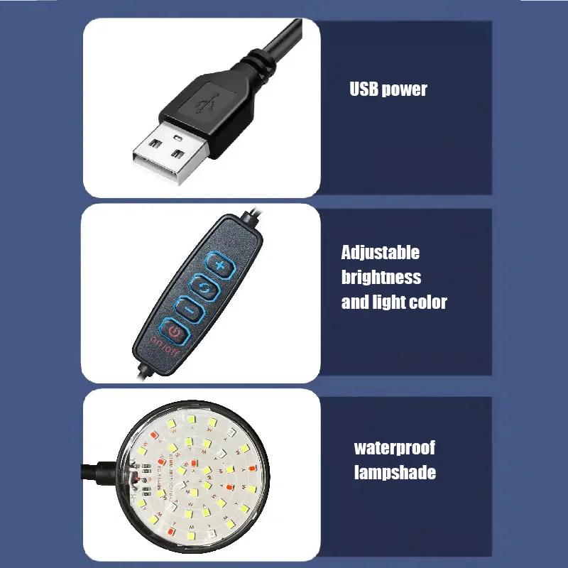 5W\7W Aquarium Klemmlampe USB Stromversorgung Dekorieren LED Vollspektrum Wasserdichte Lampe Algenlampe Zierkleinaquarium Beleuchtung