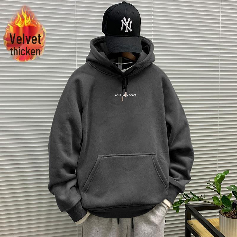 Herbst/Winter Neu Herren Amerikanischer Stil Kapuzenpullover Hoodie mit Samtfutter