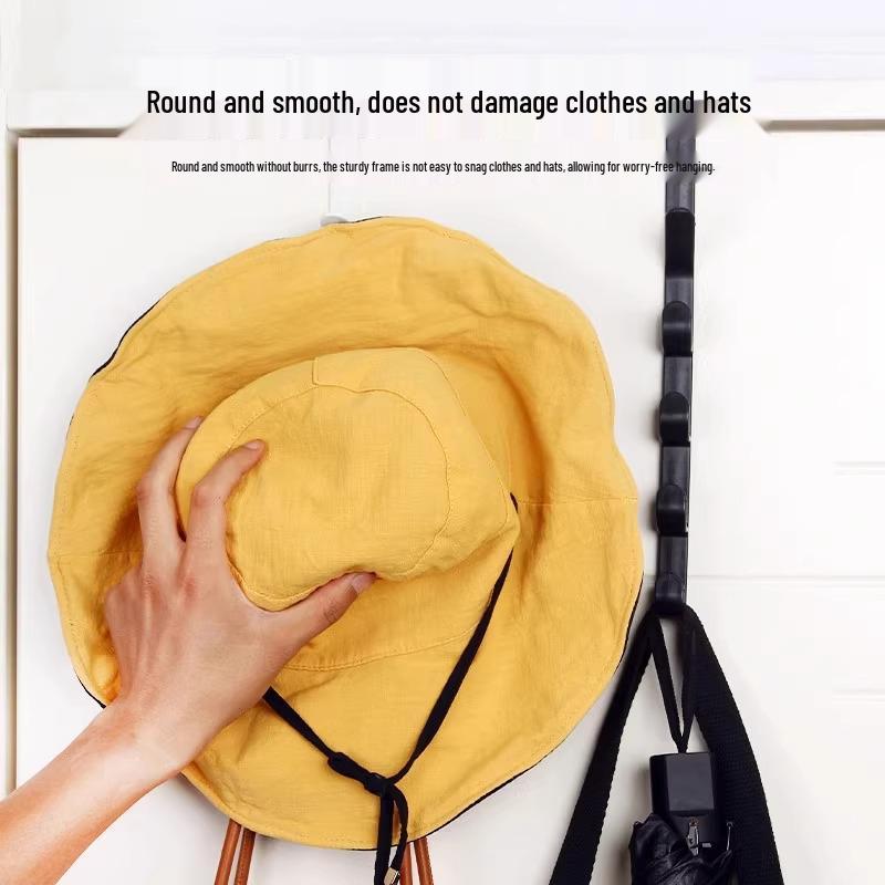 Over-Door Vertical Hooks Clothes & Hat Rack, No-Drill Installation for Bedroom/Dorm Use
