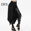 Breathable Ladies Skirt Hollaween Costume Steampunk Style Gothic Cosplay Irregular High Adjustable Waist Long Lace Up Patchwork Solid Color
