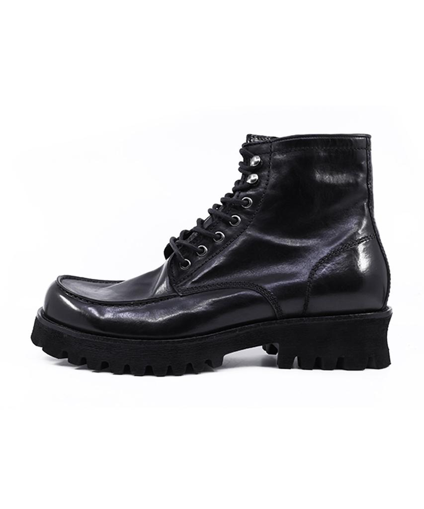 Yase L08 Commando Sole Horsehide Moc Toe Boots Black