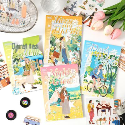 Creative Day & Night Character Sticker Book for DIY Journaling