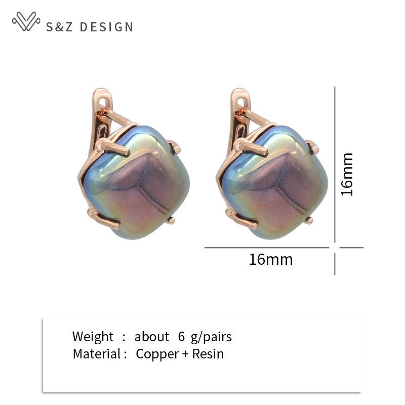 Fashion Elegant Luxury Square Colorful Drop Earrings For Women Girl Wedding Party Trendy Rose Gold Color Jewelry Eardrop