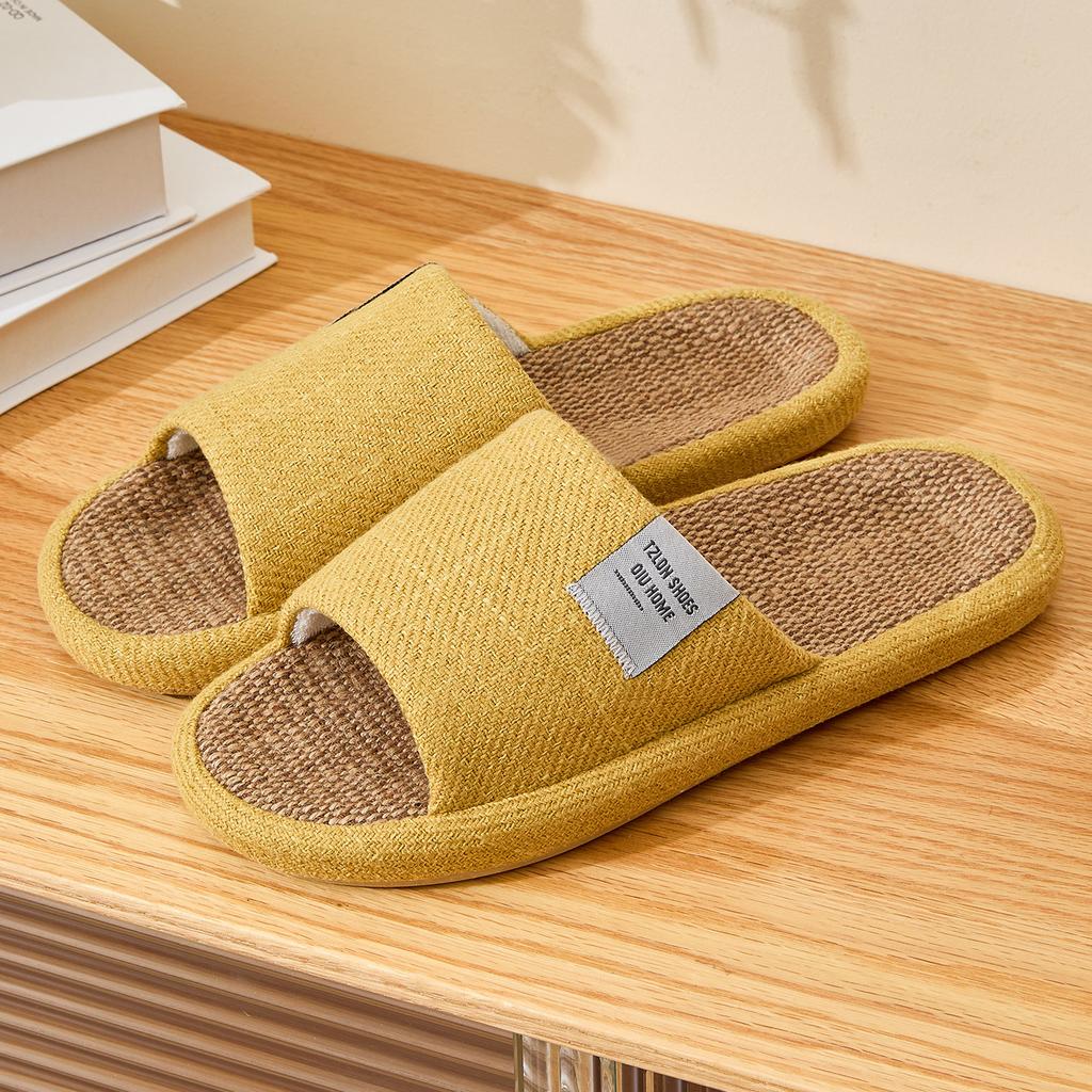 Damen Hausschuhe Leinenstoff Schlappen Bequeme Rutschfeste Hausschuhe Atmungsaktive Herren Freizeit Hausschuhe