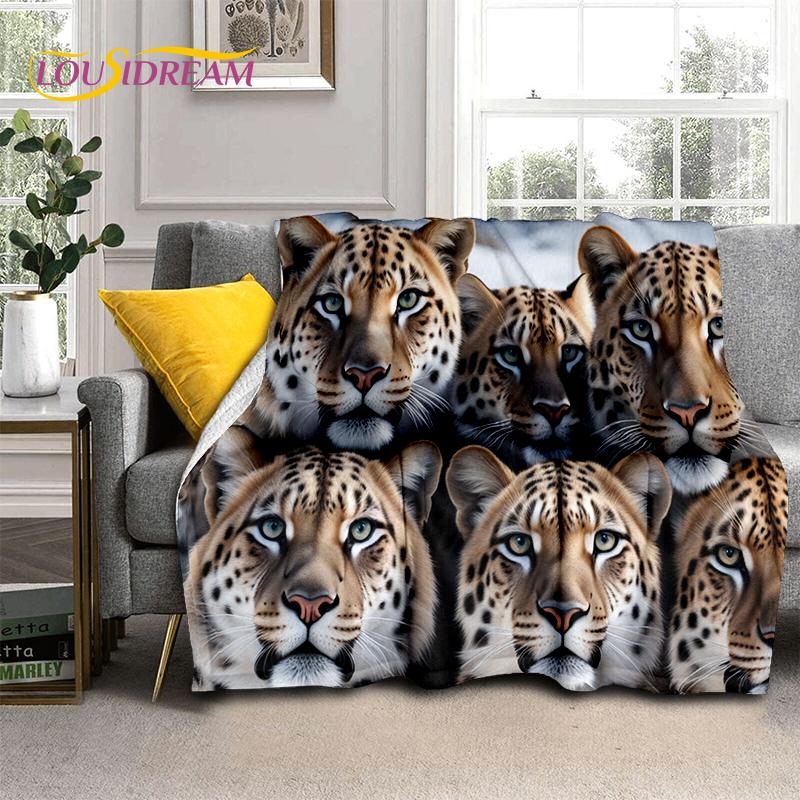 Fierce Tiger Lion Leopard Beast Animal Wildlife Cartoon Blanket,Soft Throw Blanket for Home Bedroom Bed Sofa Picnic Office Cover