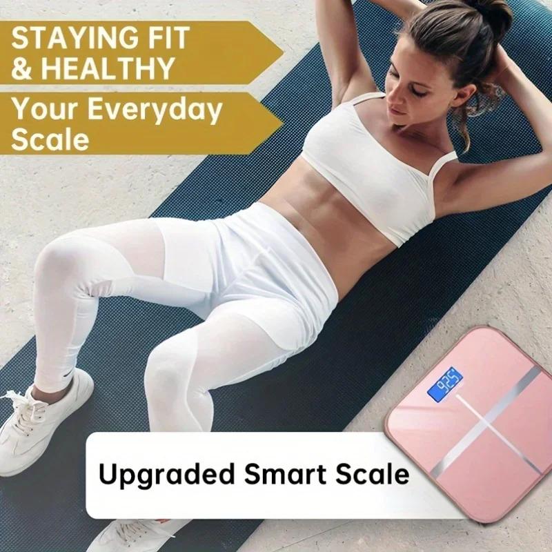 Intelligente Badezimmerwaage 400 lbs Hohe Tragkraft, Präzise Digitale KörpergewichtswaageTemperaturanzeige für Heim-, Wohnheim- und Fitnessgebrauch