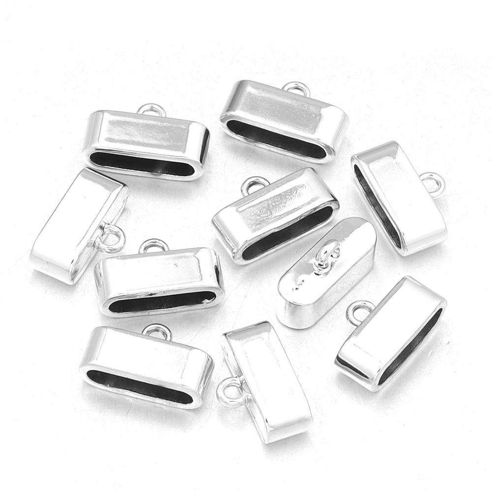 10pcs Alloy Metal End Caps Crimp Beads Clasp DIY Bracelet Necklace Flat Leather Cord End Clasps Connectors for Jewelry Making
