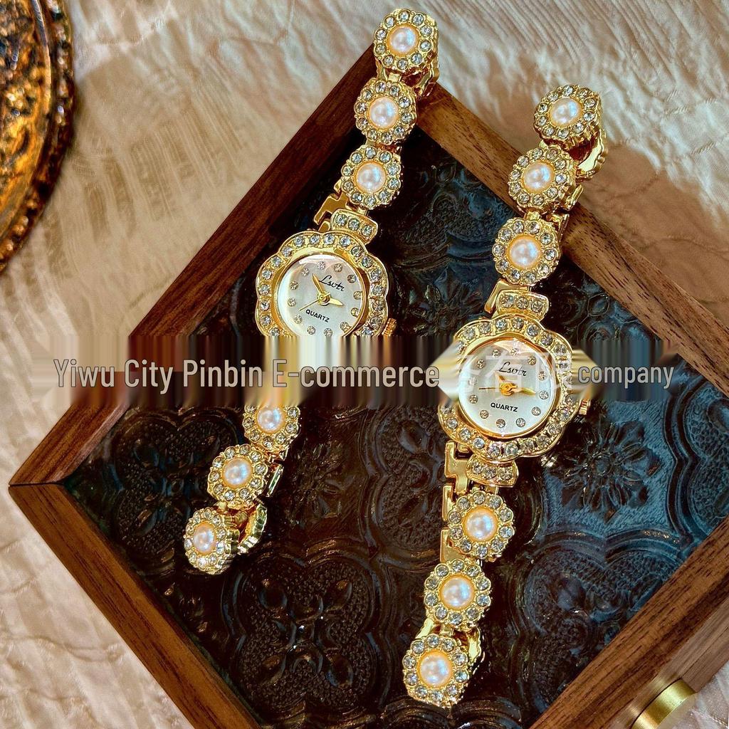Vintage Floral Pearl French Women's Bracelet Watch