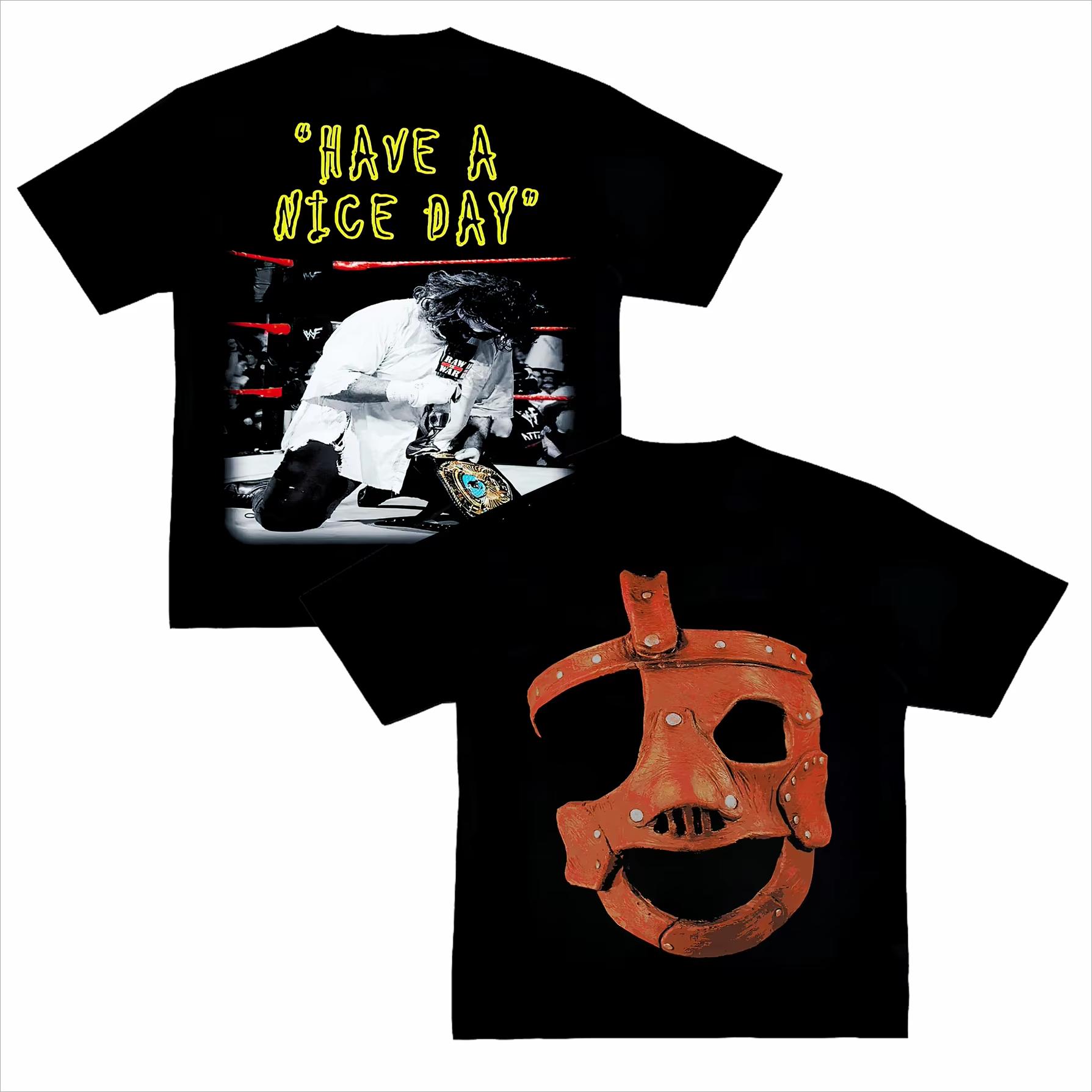 

MANKIND WWE Wrestling American Small Neckline Street Vintage VTG Cotton Fitness Muscle Men s Short Sleeve T-Shirt 4XL