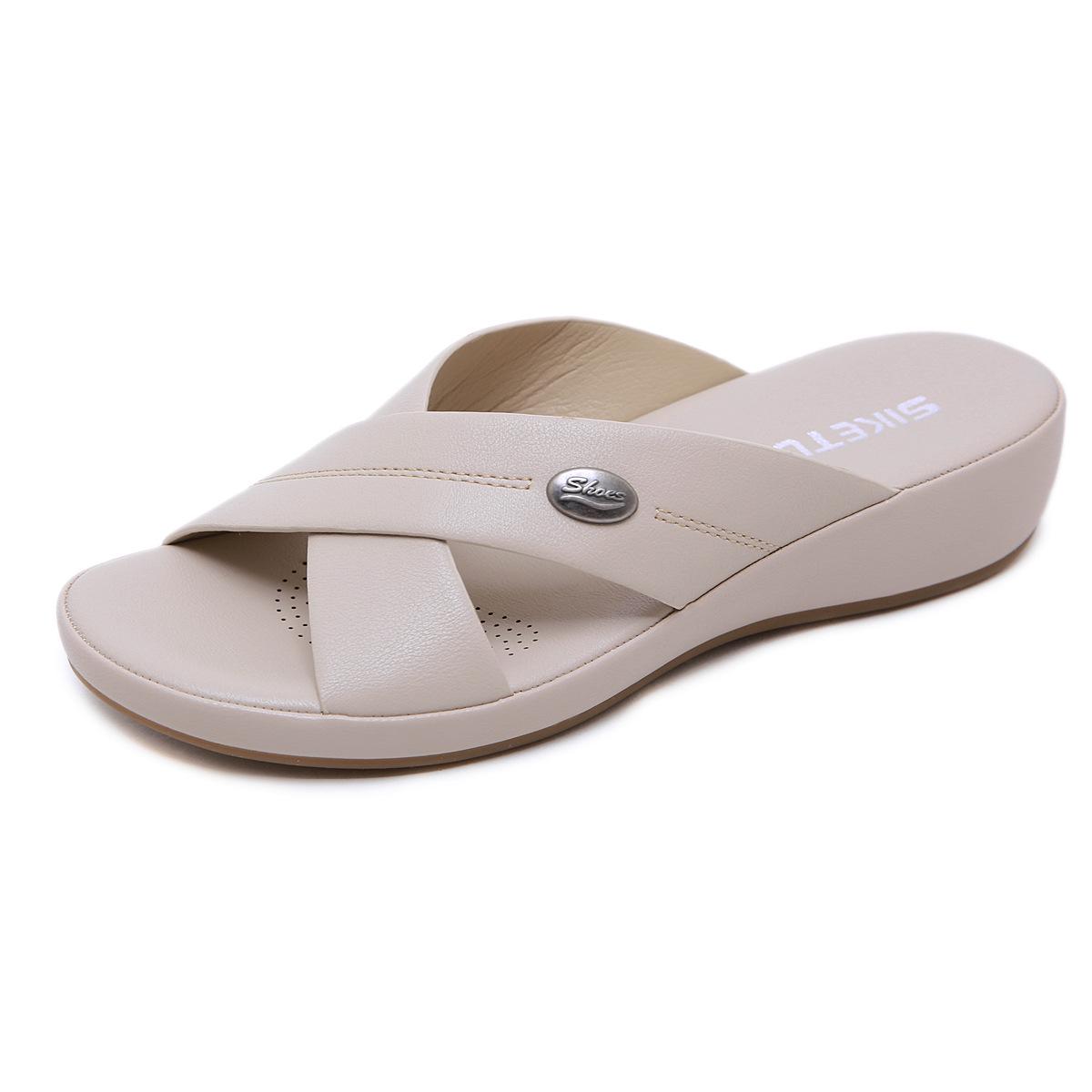 

2025 Southeast Asia Women s Summer Slippers - Comfortable, Lightweight, Elastic, Plus Size Shoes for Pregnant Women and Mothers. 36 абрикосовый