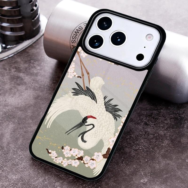 Japanese Crane White Birds Phone Case for iPhone 17 16 15 Pro Max Air 14 13 12 11 Plus Shockproof Cover