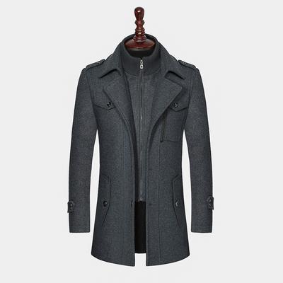 Men's Woolen Jackets Double Collar Cold-proof Jacket Warm Windbreaker Fashion