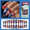 24Pcs July 4th Independence Day Almond Tip Press On Nails Medium Flower Pattern Design Patriotic False Nail Full Cover Glossy Press Ons Acrylic