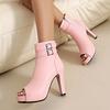 Fashion Fashion Women Platform Ankle Boots Sexy Peep Toe High Heel Boots Pumps Female Buckle Zipper Summer Boots Black White Pink 32-43