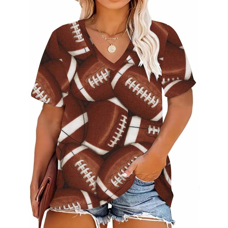 Summer Women 3D Print Plus Size T-shirt V-neck Short Sleeved Loose Casual Top Fashion Women T-shirt Street Wear
