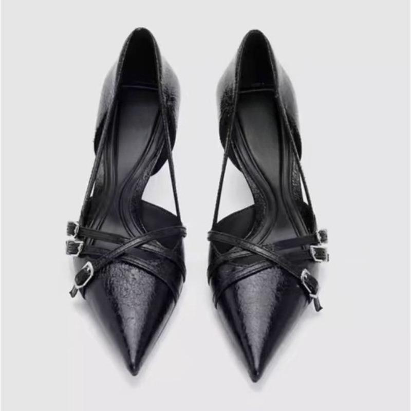 Fashion Pointed Toe High Heels Women Heeled Sandals Shoes Summer 2025 Trend Brand Sexy Party Pumps Shallow Leather Sandalias De Mujer