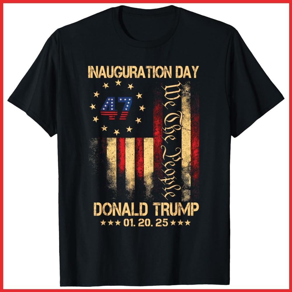 President Donald Trump Inauguration Day 2025 Memorabilia Black Cotton T-Shirt Unisex T-Shirt XXXXL