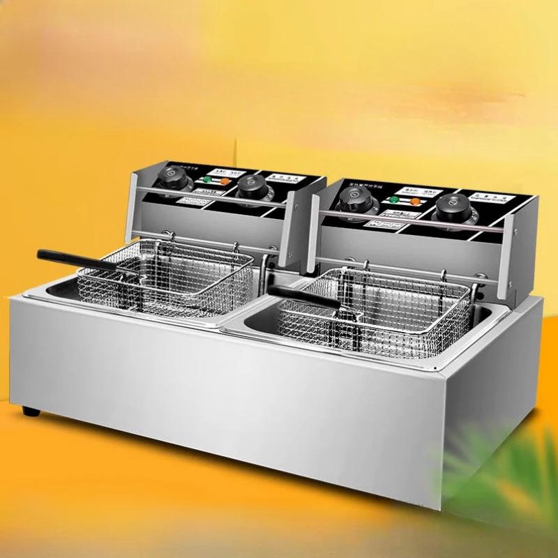 220V10l Stainless Steel Commercial Electric Frit Use Stove Single Cylinder Smokeless Chicken Dough French Fries Fryer Machine