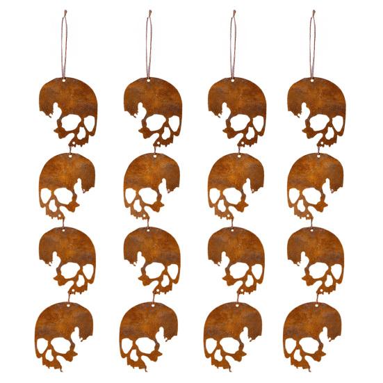 Halloween Skull Hanging Ornaments Metal Garden Sign Decorative Skull Shaped Hanging Tags