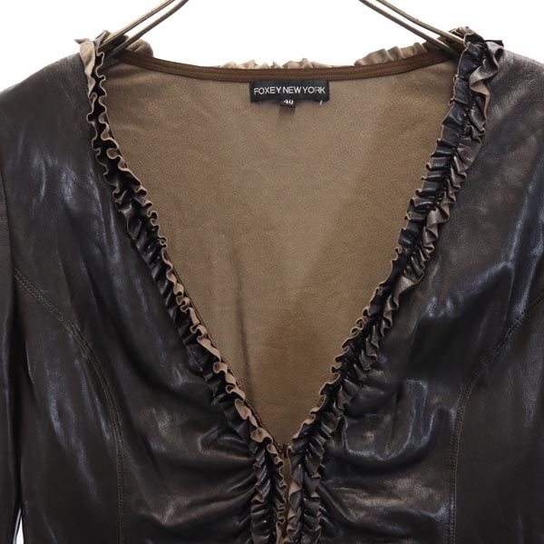FOXEY NEW YORK made in Japan Faux leather Jacket 40 Brown Women Used