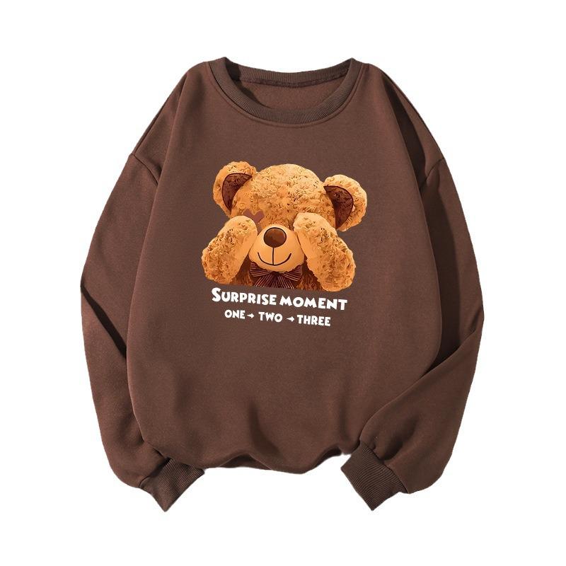 Women's Autumn/Winter Plus Velvet Round Neck Letter Print Sweater
