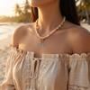 Bohemian Colorful Stone Beaded Necklace with Retro Sun Pendant Choker