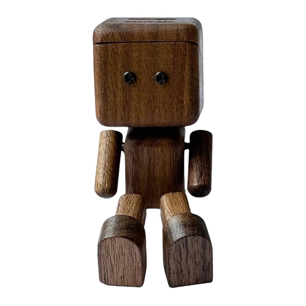 Handmade Shaking Feet Doll Wear Resist Cute Car Wood Ornaments with Clips Funny Wood Desktop Decor for Car Dashboard Decorations