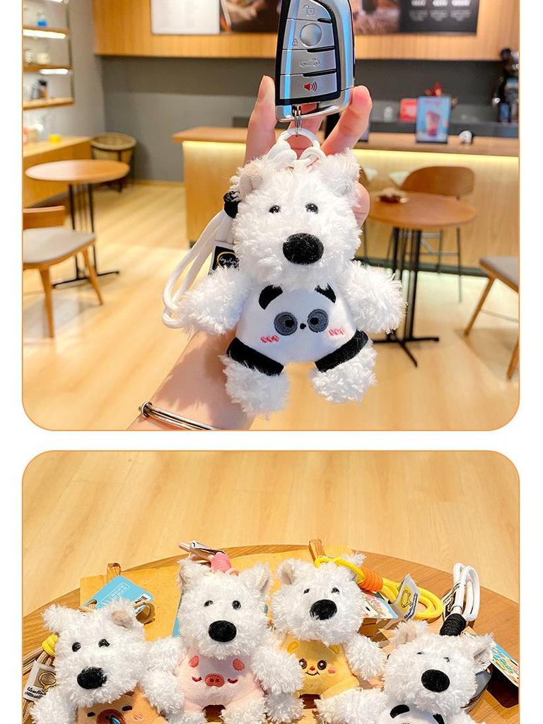Charming West Highland Terrier Plush Keychain - Cute Puppy Pendant Bag Charm Gift