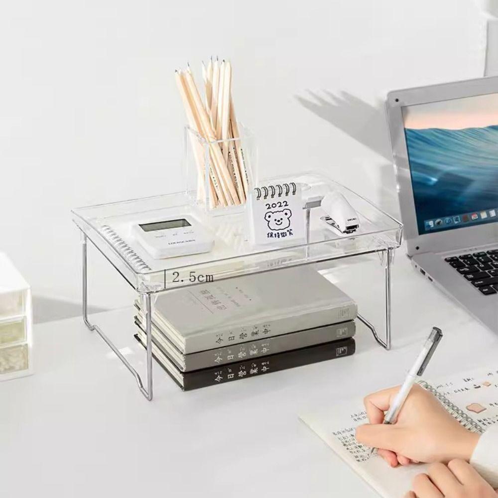 Space Saving Stackable Cabinet Organizer Shelf Transparent Acrylic Table Sundries Rack Foldable Storage Stand Kitchen
