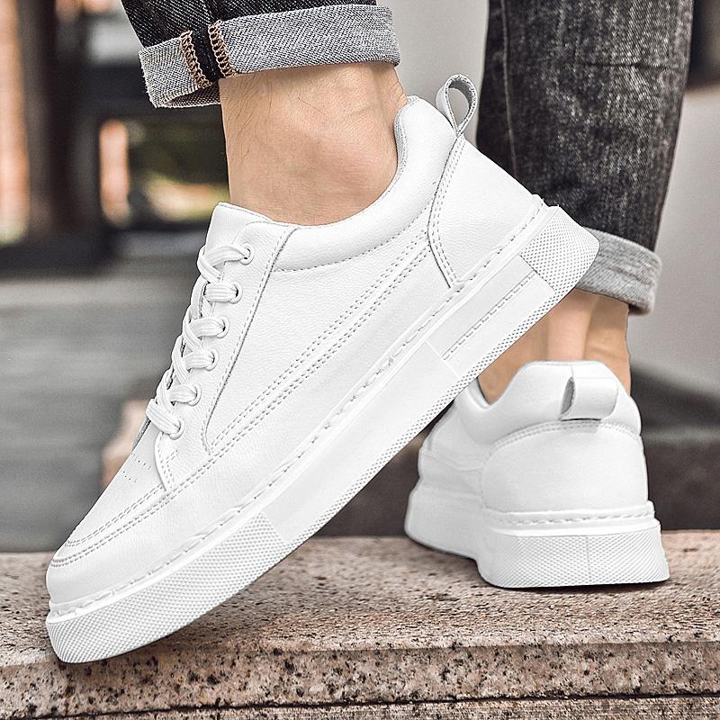 Fashion New Lace Up Man Sneakers Simple Skateboard Footwear Leisure Walk Tenis Masculino School Shoes  Genuine Leather Mens Casual Shoes