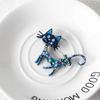Rhinestone Vintage Enamel Brooch Retro Corsage Ornament Exquisite Dripping Oil Cat Brooch  for Gift