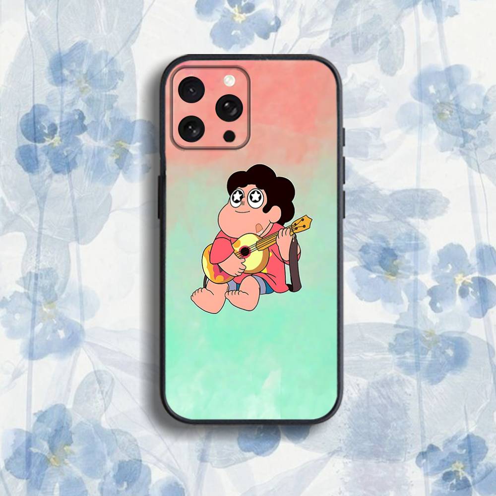 hot Steven Universe Cartoon Phone Case For iPhone 11,12,15,16,17,13,14,Pro,Max,Plus,E,Mini,Air,SE4 Black Soft Box