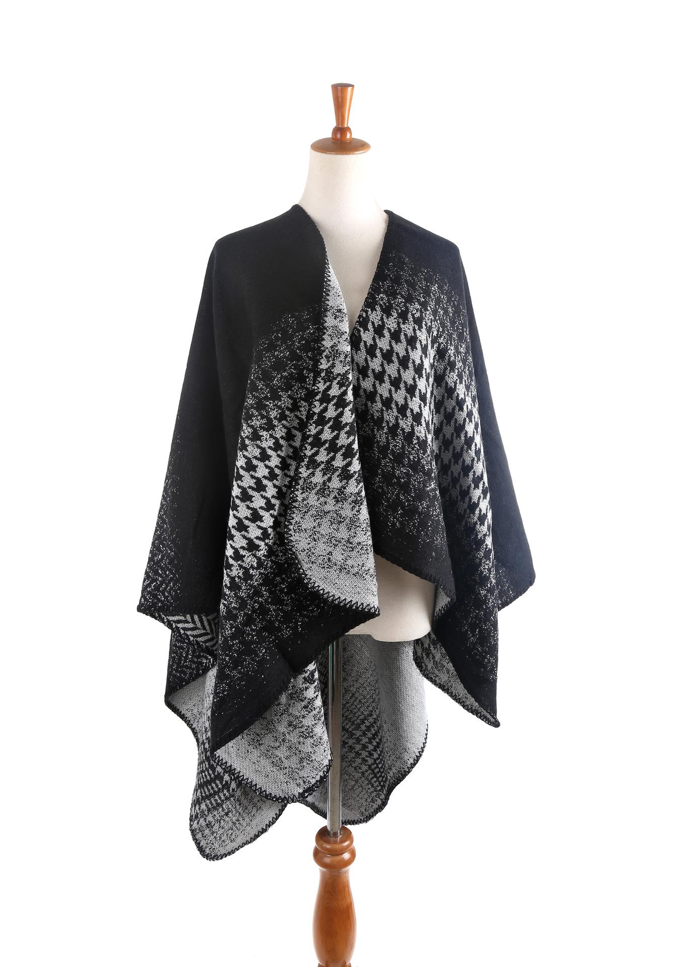 Women S Houndstooth Gradient Scarf Shawl Warm Winter Wrap 145130cm белый