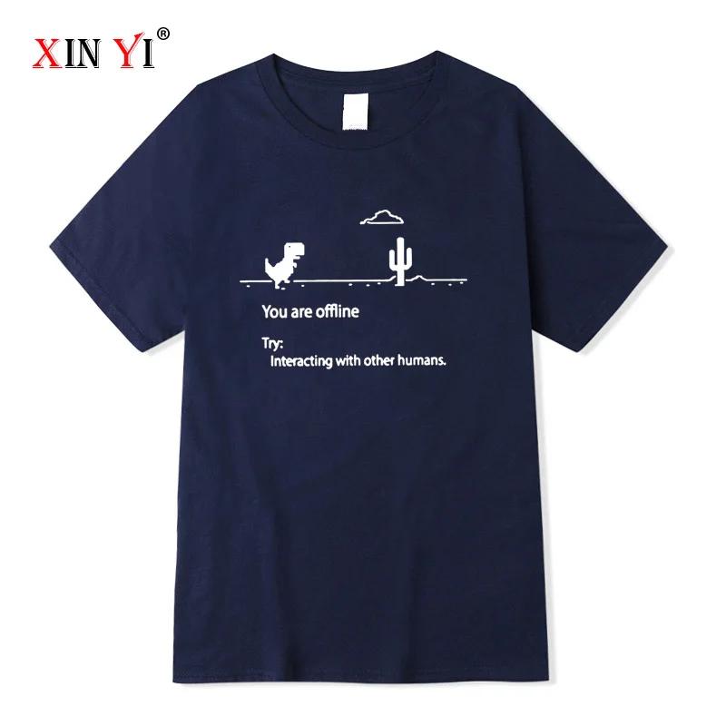 Herr Högkvalitativ 100% Bomull Rolig Dinosaurie Tryck T-shirt Lös O-hals Herr T-shirt Kortärmad T-shirt Herr Toppar