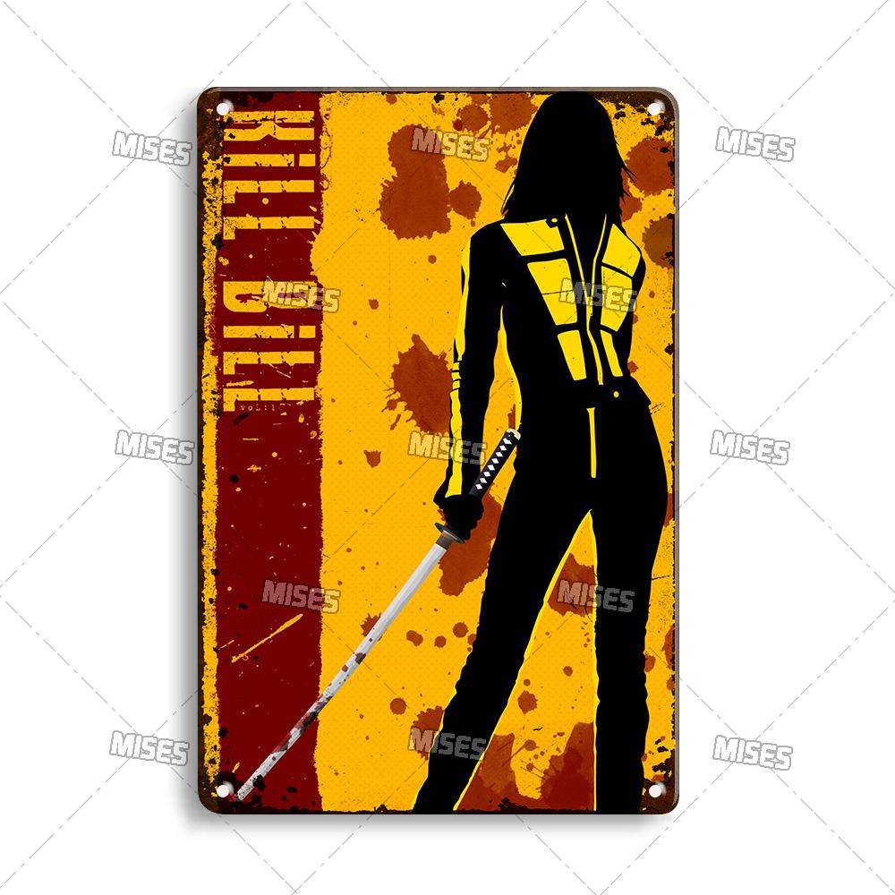 MISES Kill Bill:Sv.1 Klasický filmový bar Kovová cedule Vintage plakát Rezavý kovový talíř Průmyslový dekor Domov Kavárna Klub Kovová plaketa