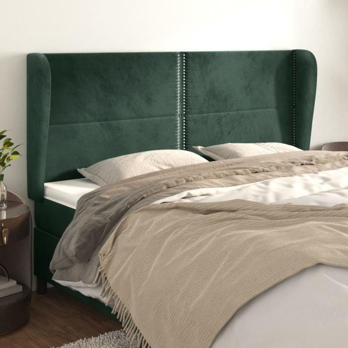 VidaXL Tête de lit avec oreilles Vert foncé 183x23x118-128 cm Velours3117879