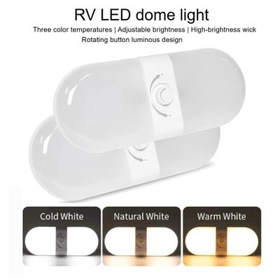 TYTXRV DC 12-24V RV Interior LED Light with Switch 3 Colors Stepless Dimmable Ceiling Dome Lights for Camper Van Travel Trailer
