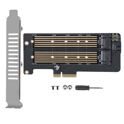 M.2 NVMe SSD NGFF zu PCIE X4 Konverter Adapterkarte M Key B Key Dual Port