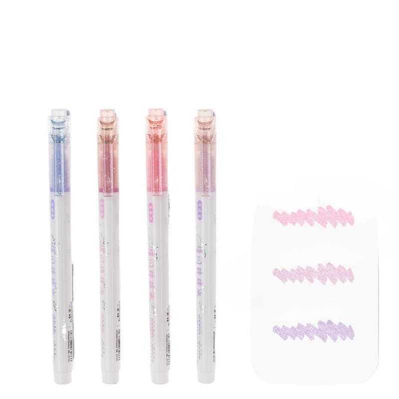 Glitter Marker Highlighter Pens Chisel Fine Tip Assorted Fluorescent Color for Art Journal Coloring Hand Lettering Sketching