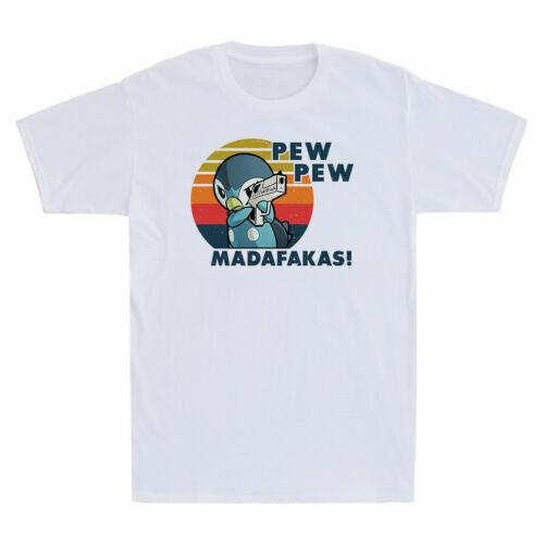 Penguins Pew Pew Madafakas Funny Penguins Gangster Men Vintage Cotton T-shirt XXL